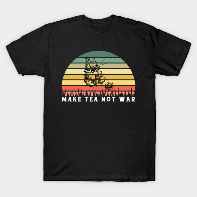 Make Tea Nor War Vintage Retro T-Shirt by holiewd